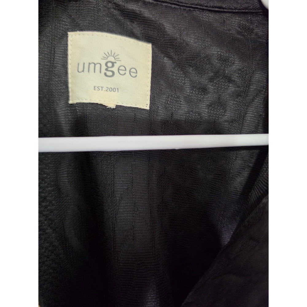 Umgee Black Textured Pullover Top Ruffle Sleeve Gold Zip Mock Neck Womens - Picture 5 of 6